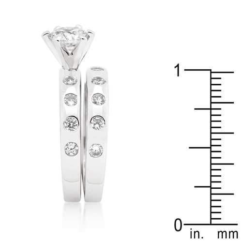 Bezel Set Round Cut Bridal Ring Set