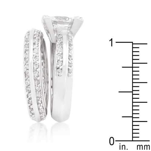 Cubic Zirconia Round Cut Pave Ring Set