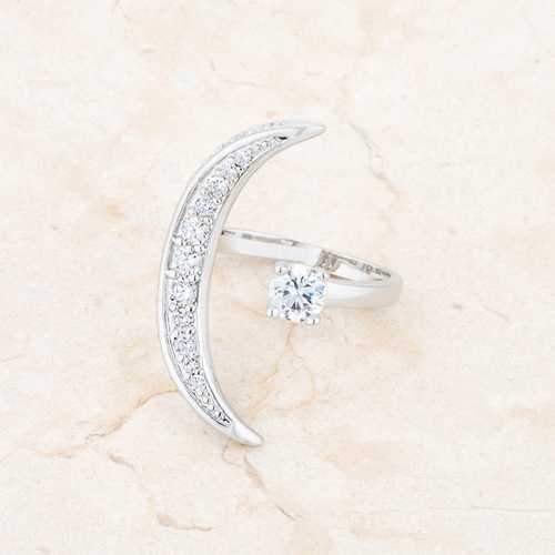 Luna .75ct CZ White Gold Rhodium Delicate Ring