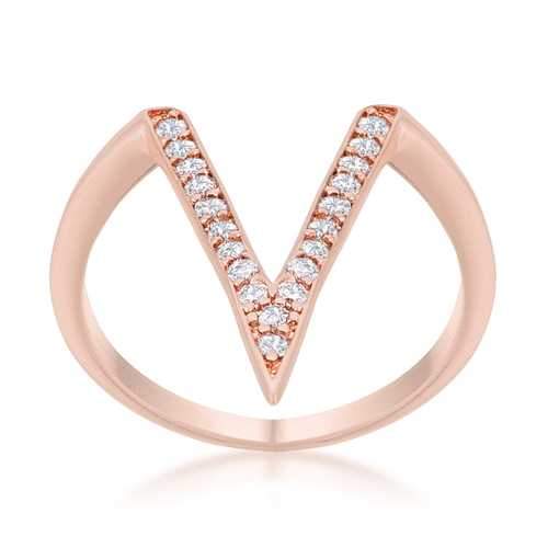 Michelle 0.2ct CZ Rose Gold Delicate V-Shape Ring