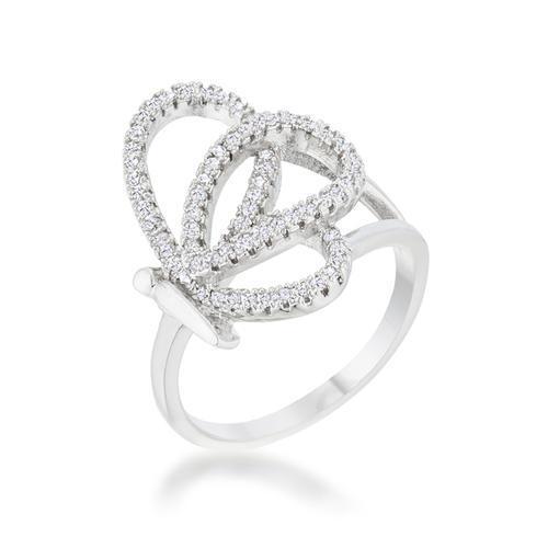 Bea 0.4ct CZ Rhodium Pave Butterfly Ring