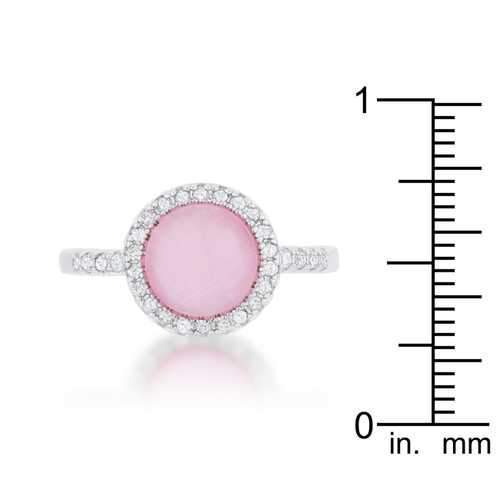 Patricia 0.3ct CZ Pink Cat's Eye Rhodium Classic Ring