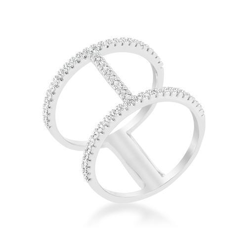 Christina 0.3ct CZ Rhodium Open Contemporary Wide Ring