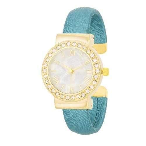 Fashion Shell Pearl Cuff Watch With Crystals